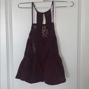 PAC sun LA hearts maroon lace tank